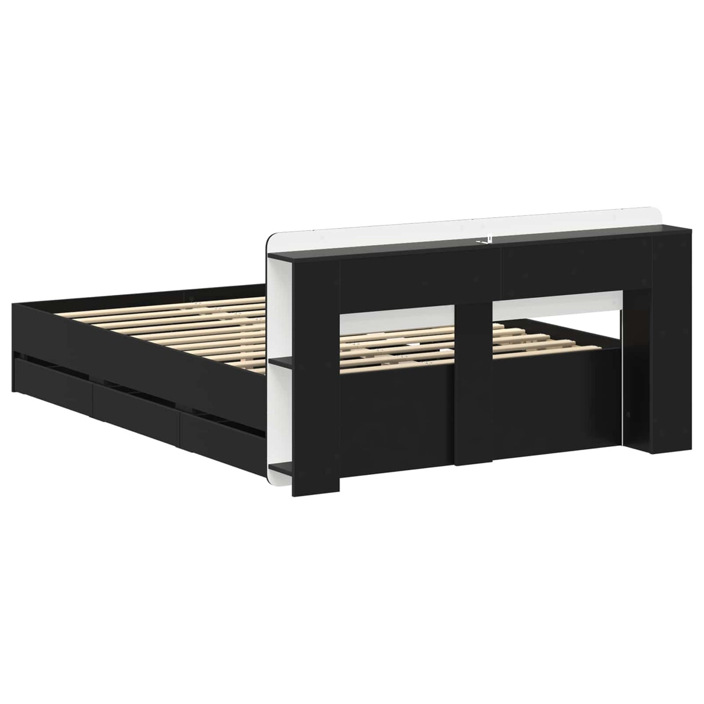 Telaio del letto con storage con testiera Nero 150 x 200 cm | homemem39