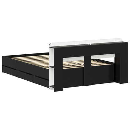 Telaio del letto con storage con testiera Nero 150 x 200 cm | homemem39