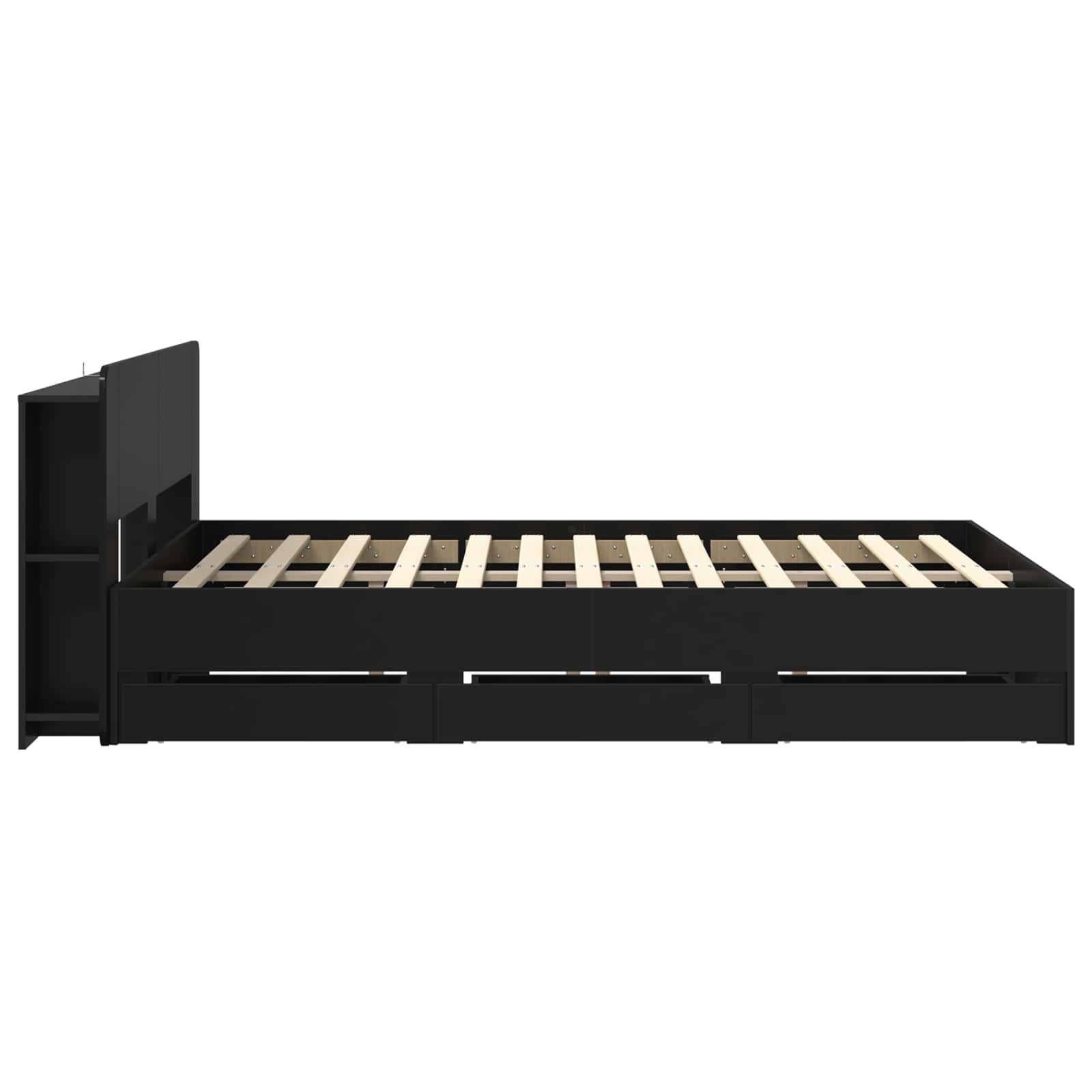 Telaio del letto con storage con testiera Nero 150 x 200 cm | homemem39