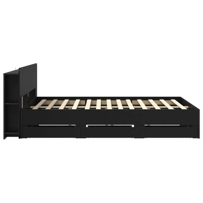 Telaio del letto con storage con testiera Nero 150 x 200 cm | homemem39