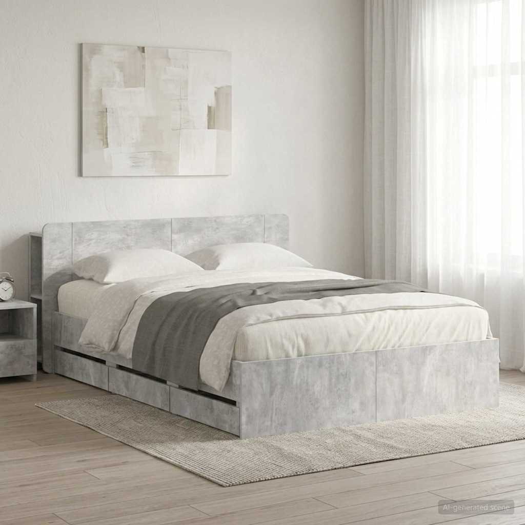 Telaio del letto con storage Grigio Cemento 150 x 200 cm | homemem39