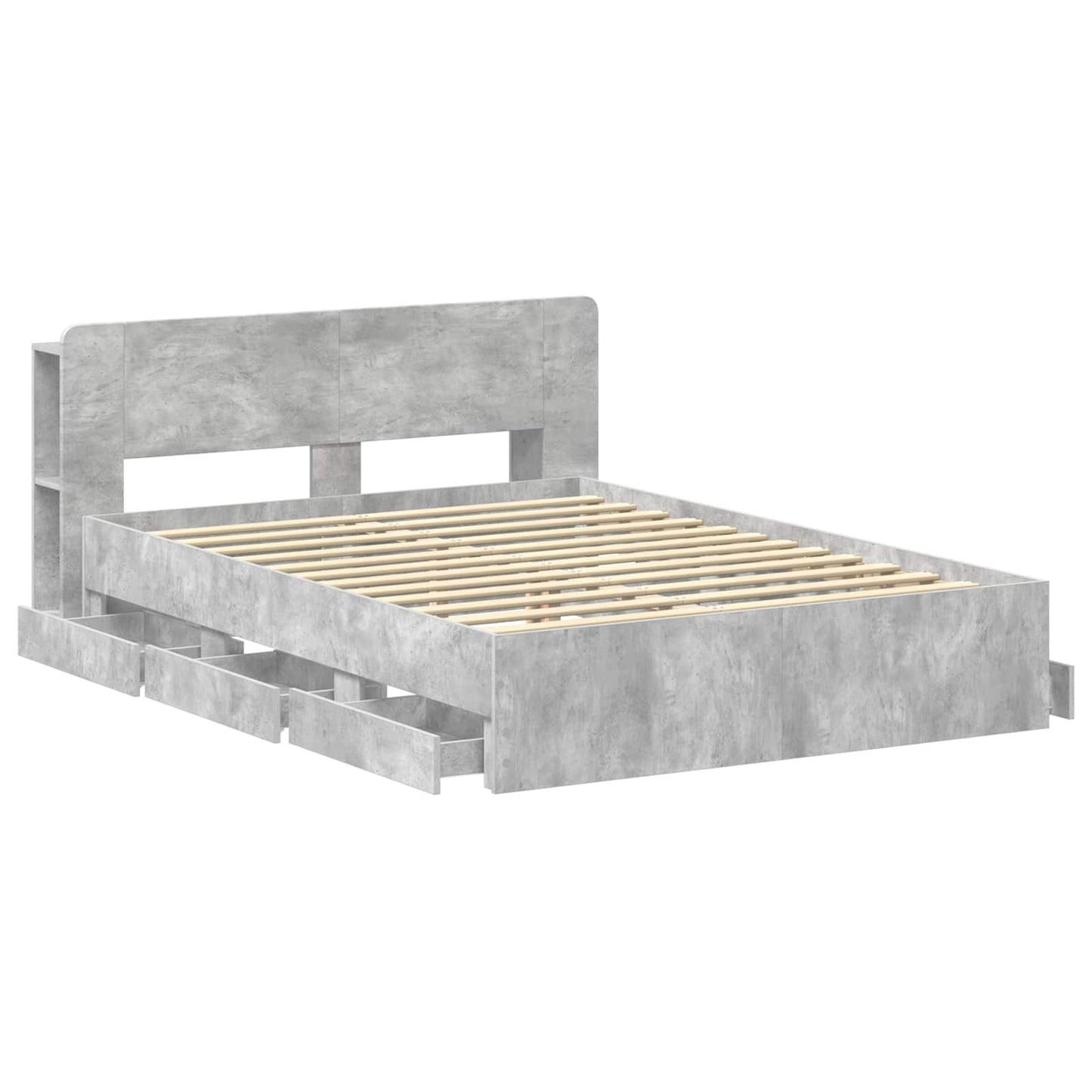 Telaio del letto con storage Grigio Cemento 150 x 200 cm | homemem39
