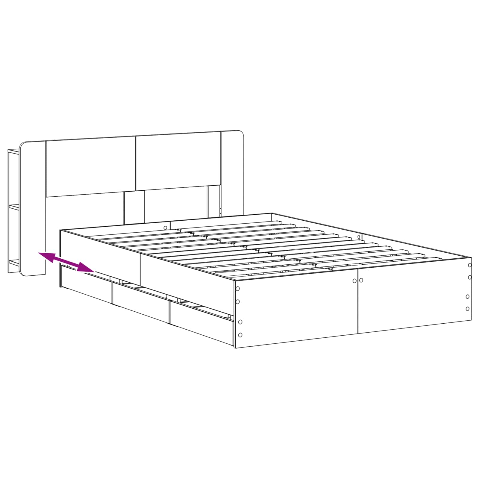 Telaio del letto con storage con testiera Bianco 150 x 200 cm | homemem39