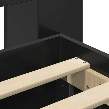 Telaio del letto con storage con testiera Nero 160 x 200 cm | homemem39