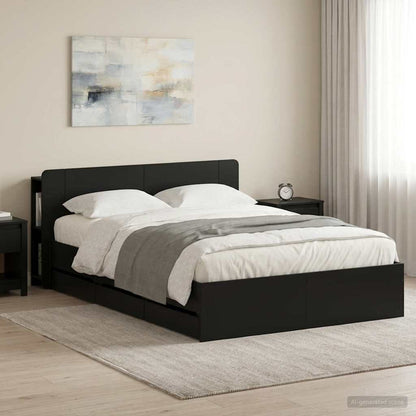 Telaio del letto con storage con testiera Nero 160 x 200 cm | homemem39