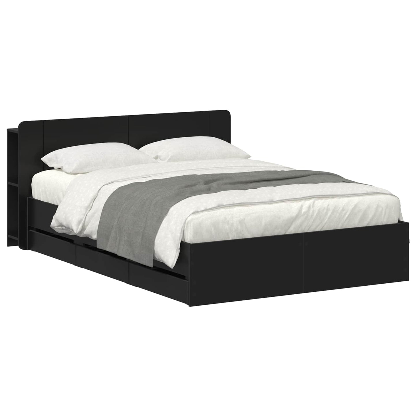 Telaio del letto con storage con testiera Nero 160 x 200 cm | homemem39