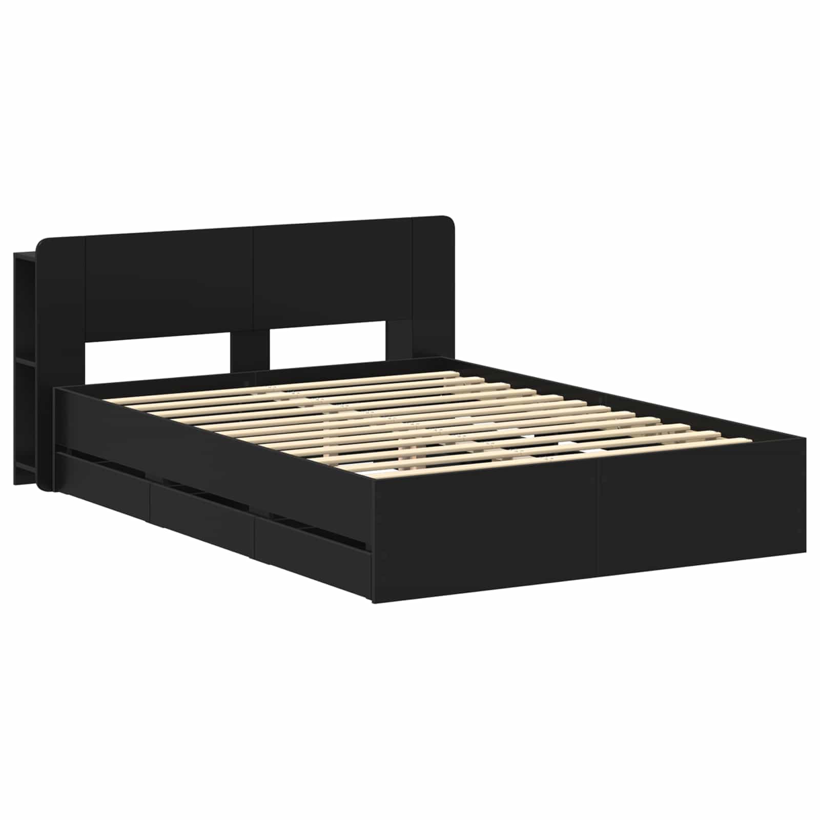 Telaio del letto con storage con testiera Nero 160 x 200 cm | homemem39