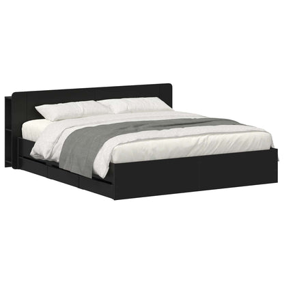 Telaio del letto con storage con testiera Nero 180 x 200 cm | homemem39