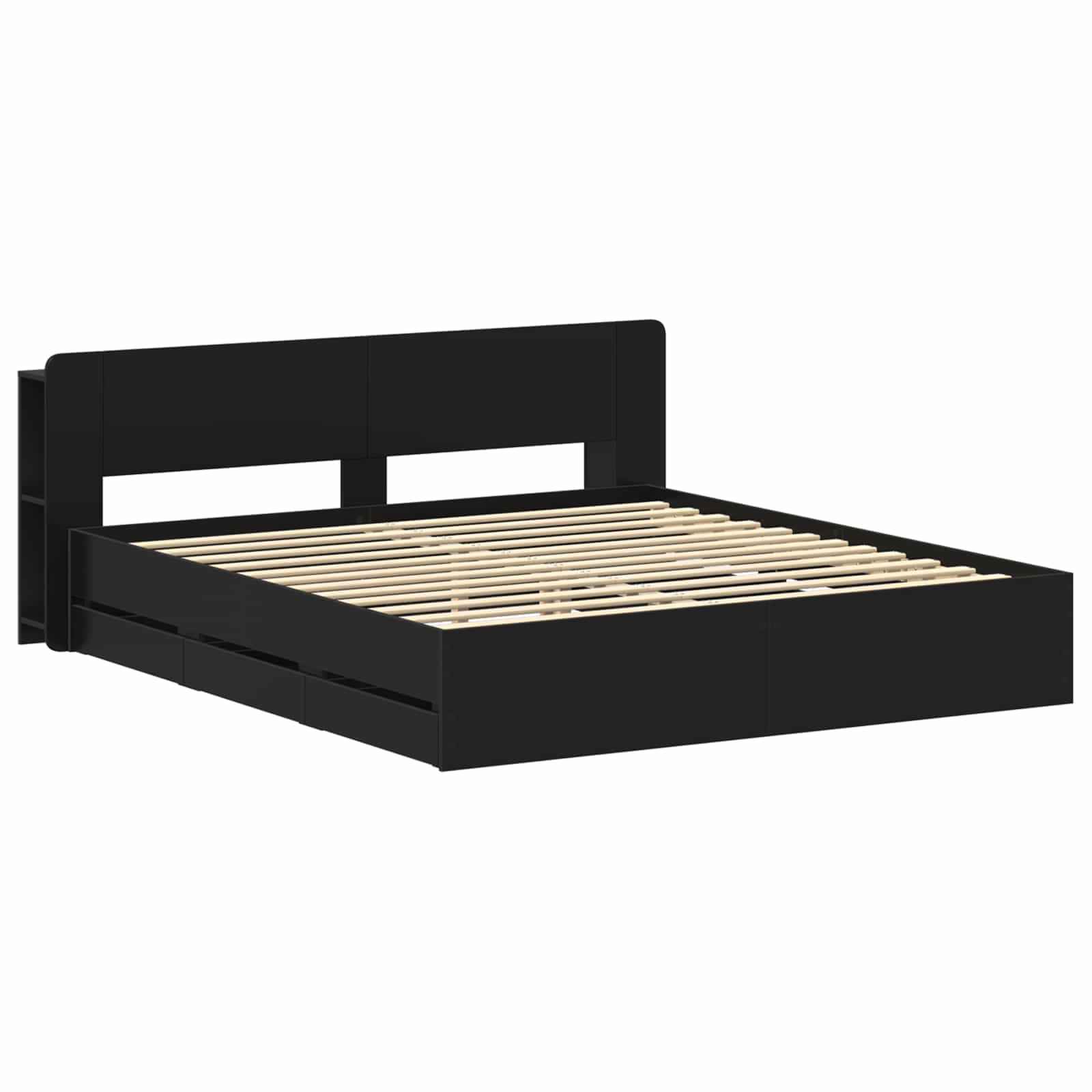 Telaio del letto con storage con testiera Nero 180 x 200 cm | homemem39