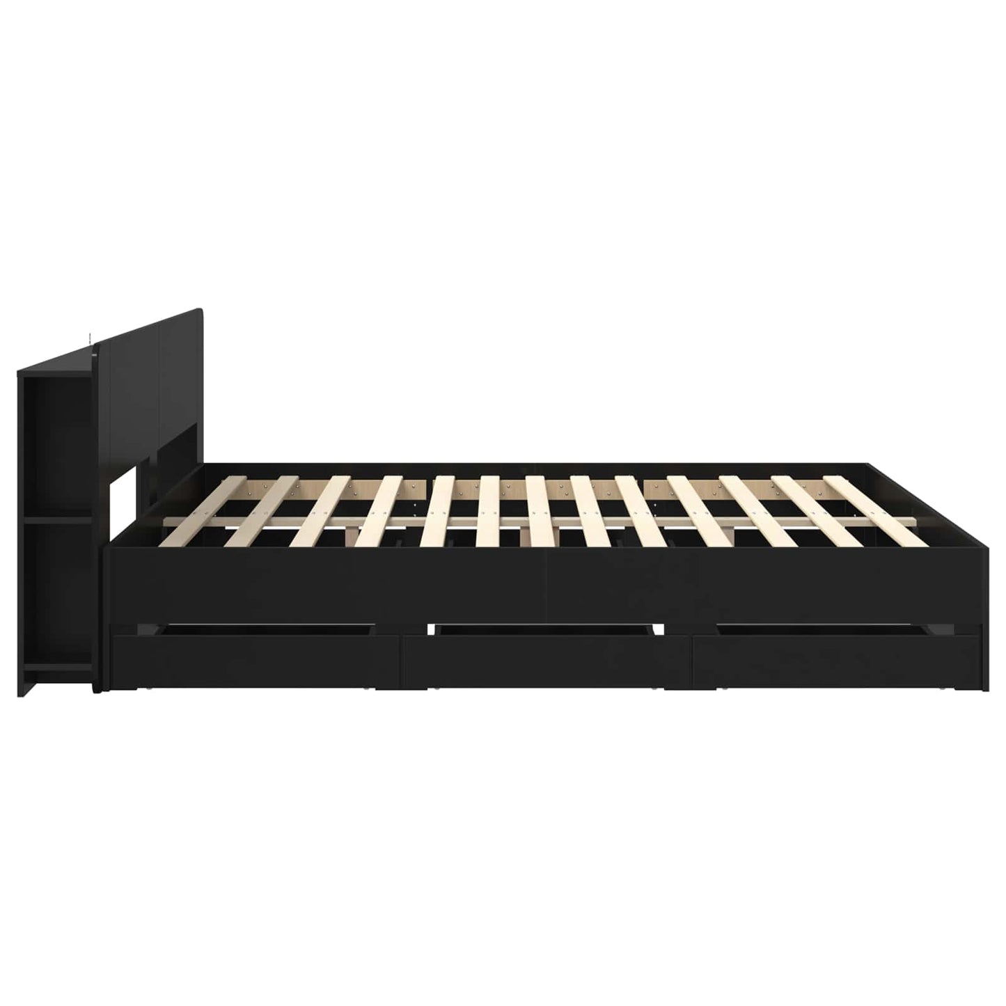 Telaio del letto con storage con testiera Nero 180 x 200 cm | homemem39