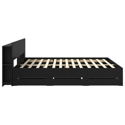Telaio del letto con storage con testiera Nero 180 x 200 cm | homemem39