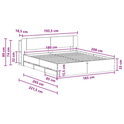 Telaio del letto con storage con testiera Nero 180 x 200 cm | homemem39