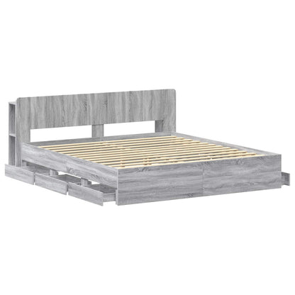 Telaio del letto con storage Sonoma grigio 180 x 200 cm | homemem39