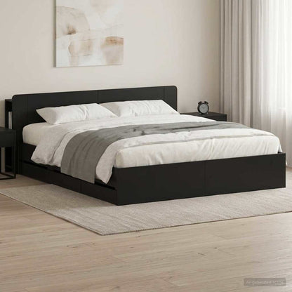 Telaio del letto con storage con testiera Nero 200 x 200 cm | homemem39
