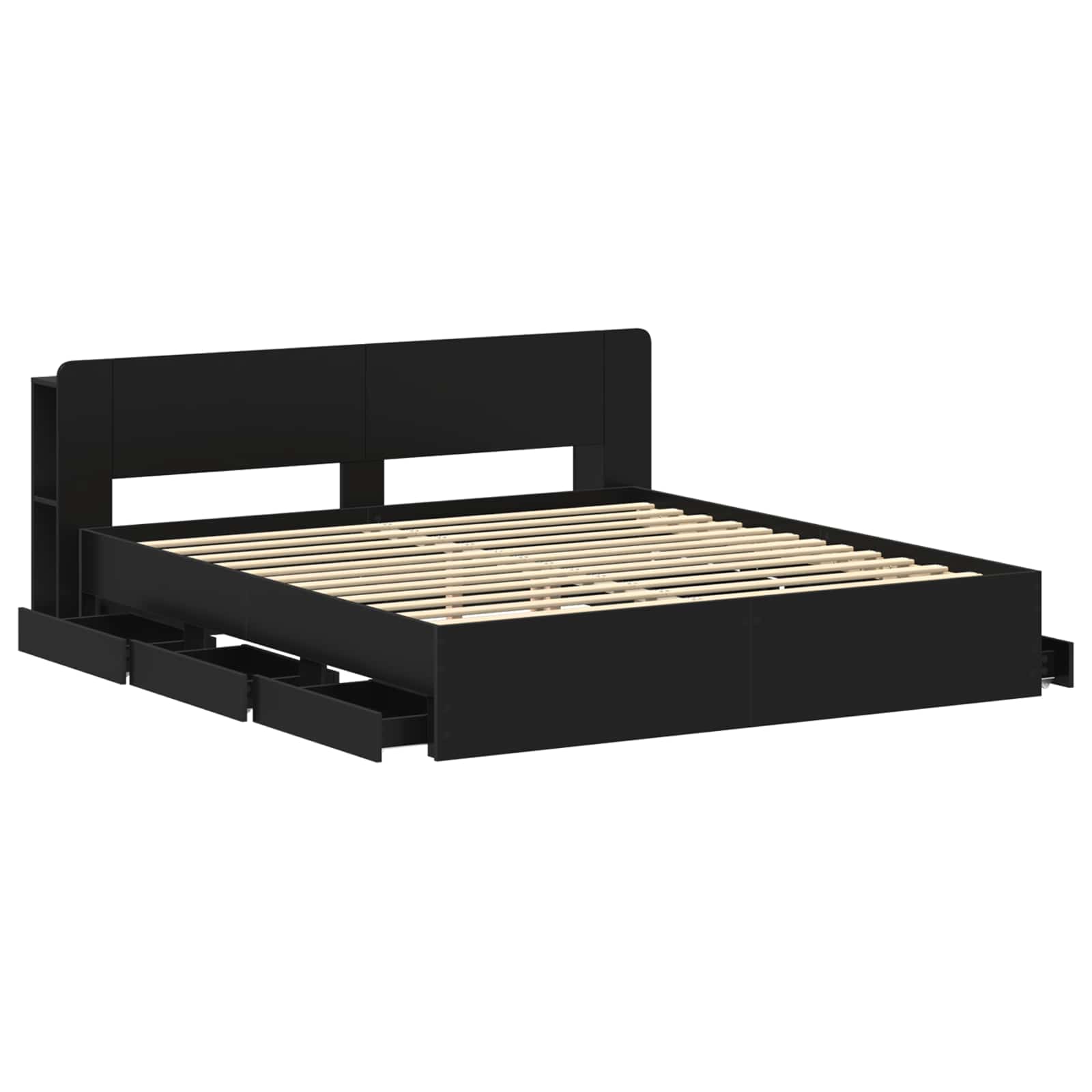 Telaio del letto con storage con testiera Nero 200 x 200 cm | homemem39
