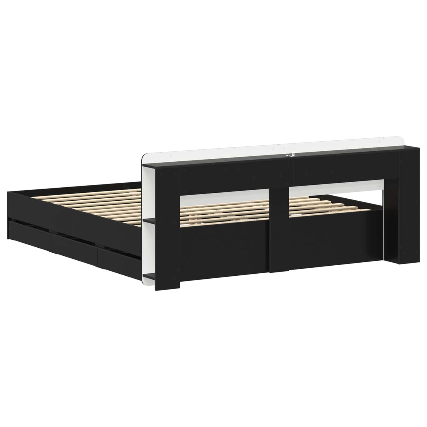 Telaio del letto con storage con testiera Nero 200 x 200 cm | homemem39