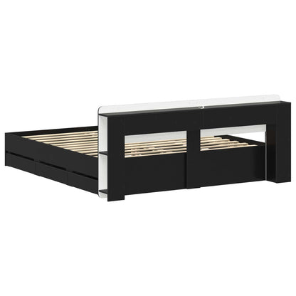 Telaio del letto con storage con testiera Nero 200 x 200 cm | homemem39