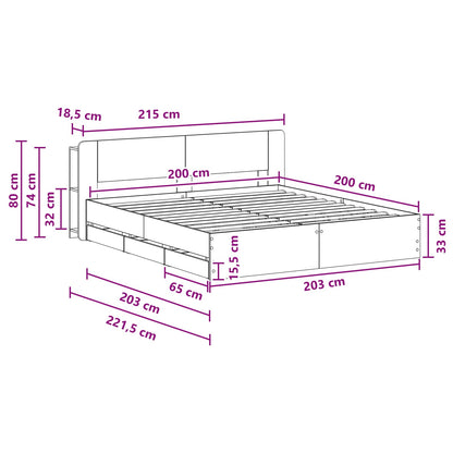 Telaio del letto con storage con testiera Nero 200 x 200 cm | homemem39