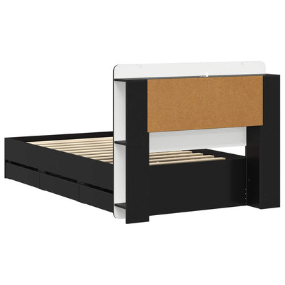 Telaio del letto con storage con testiera Nero 75 x 190 cm | homemem39