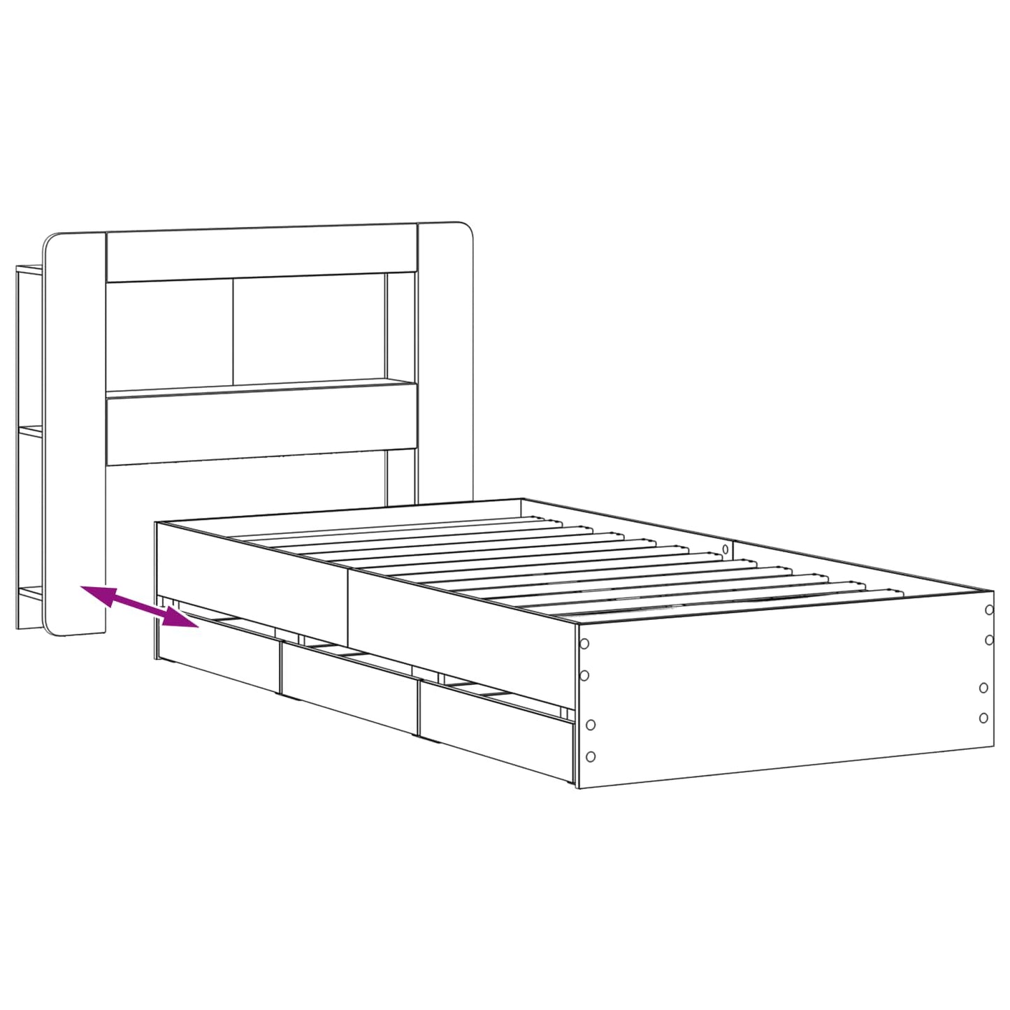 Telaio del letto con storage Grigio Cemento 75 x 190 cm | homemem39