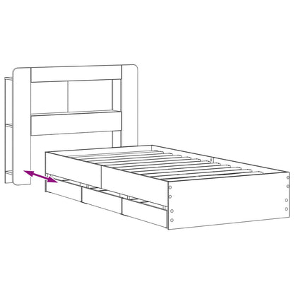 Telaio del letto con storage Grigio Cemento 75 x 190 cm | homemem39