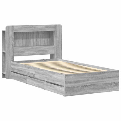 Telaio del letto con storage Sonoma grigio 75 x 190 cm | homemem39
