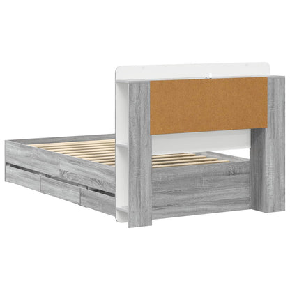 Telaio del letto con storage Sonoma grigio 75 x 190 cm | homemem39