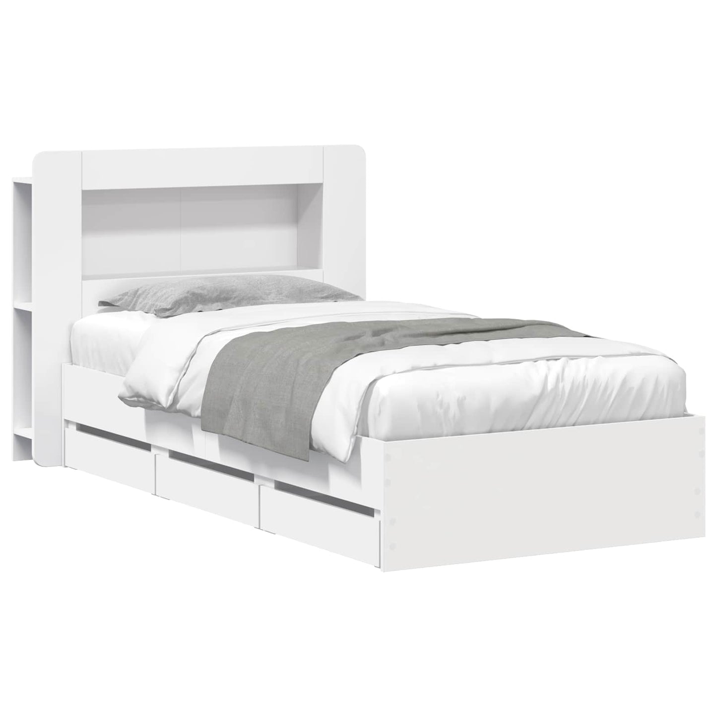Telaio del letto con storage con testiera Bianco 75 x 190 cm | homemem39
