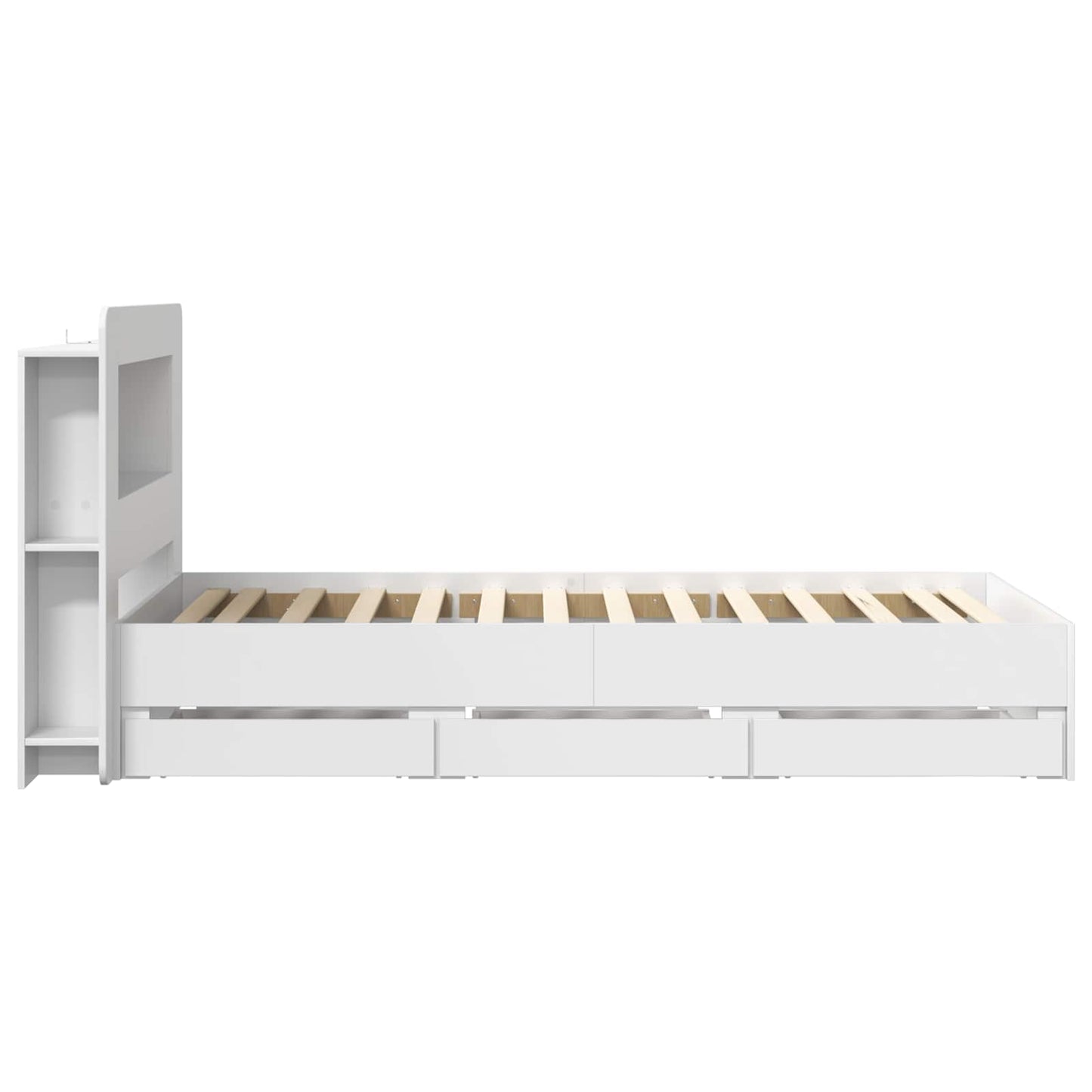 Telaio del letto con storage con testiera Bianco 75 x 190 cm | homemem39
