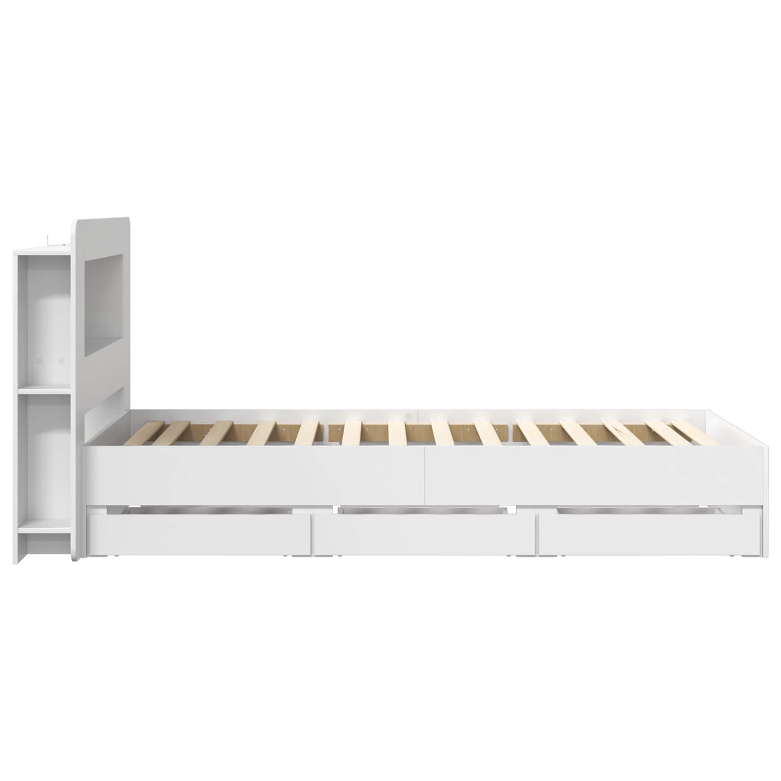 Telaio del letto con storage con testiera Bianco 75 x 190 cm | homemem39
