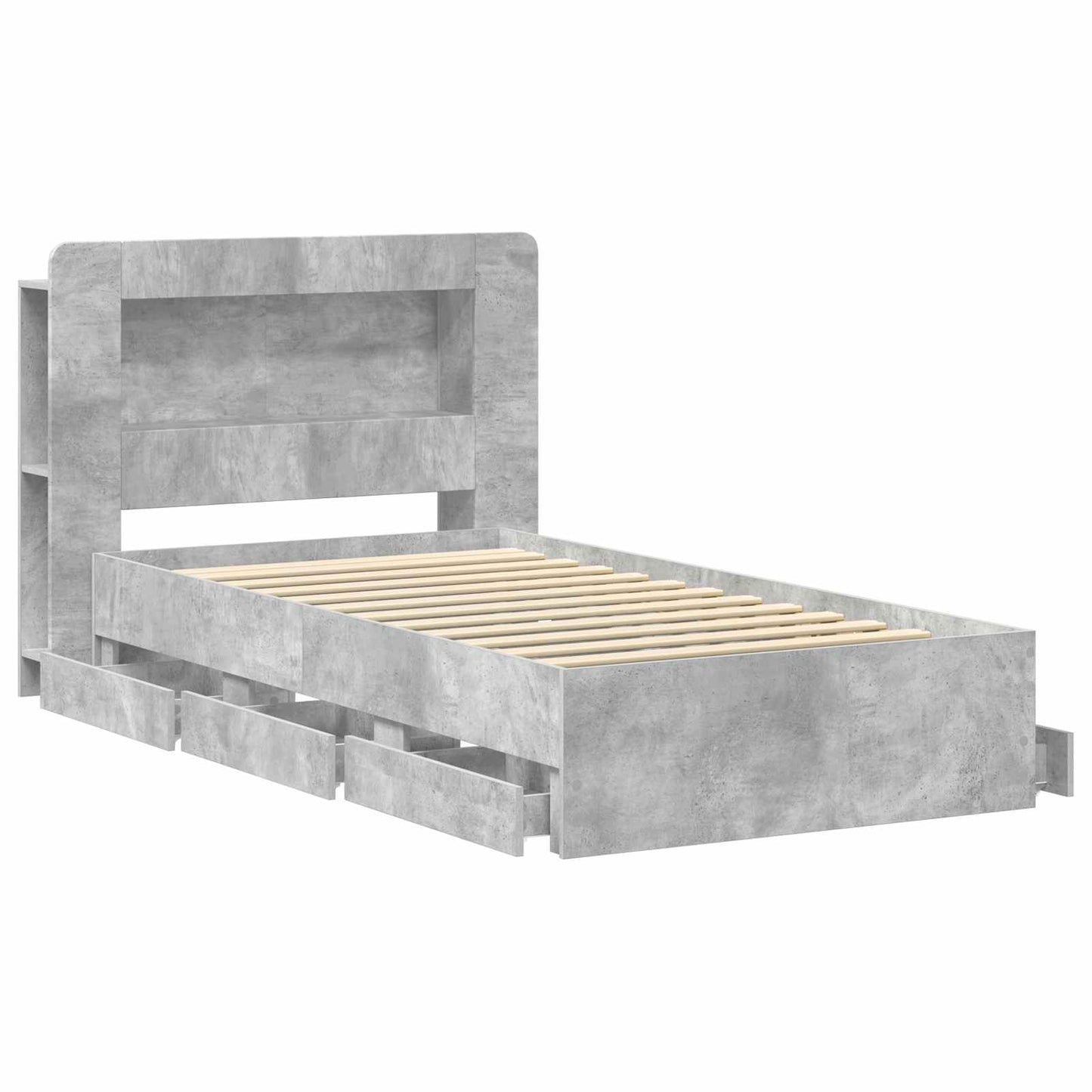 Telaio del letto con storage Grigio Cemento 80 x 200 cm | homemem39