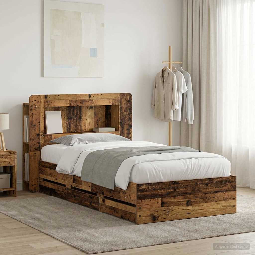 Telaio del letto con storage Legno antico 80 x 200 cm | homemem39