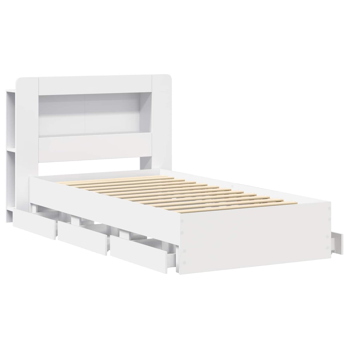 Telaio del letto con storage con testiera Bianco 80 x 200 cm | homemem39