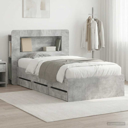 Telaio del letto con storage Grigio Cemento 90 x 190 cm | homemem39