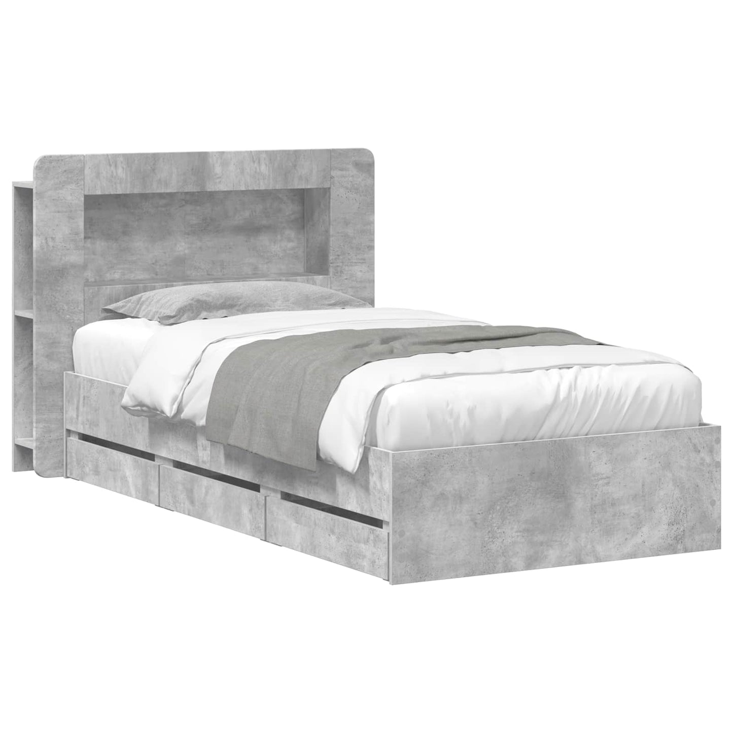 Telaio del letto con storage Grigio Cemento 90 x 190 cm | homemem39