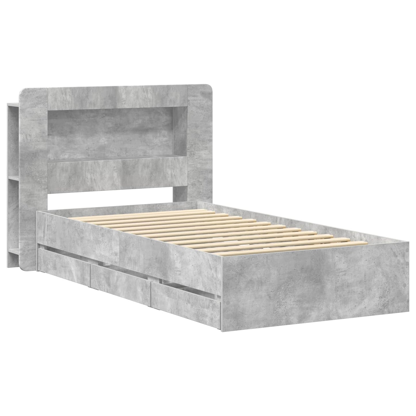 Telaio del letto con storage Grigio Cemento 90 x 190 cm | homemem39