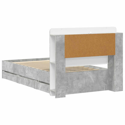 Telaio del letto con storage Grigio Cemento 90 x 190 cm | homemem39