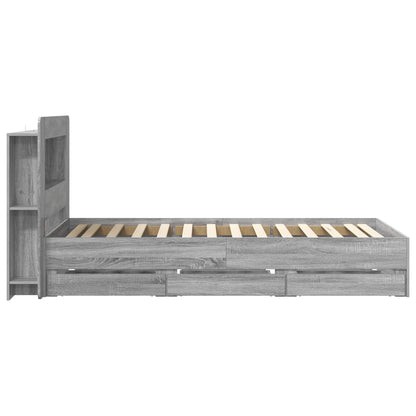 Telaio del letto con storage Sonoma grigio 90 x 190 cm | homemem39