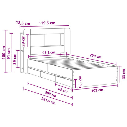 Telaio del letto con storage Rovere Fumo 100 x 200 cm | homemem39