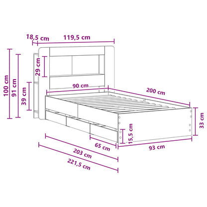 Telaio del letto con storage Rovere Fumo 90 x 200 cm | homemem39