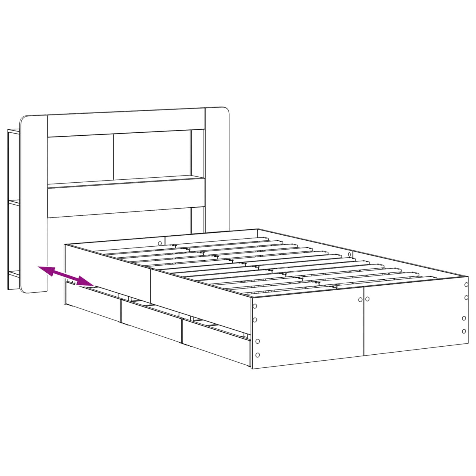 Telaio del letto con storage Rovere Fumo 120 x 190 cm | homemem39