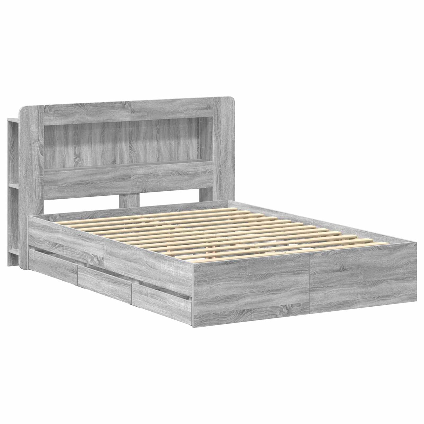 Telaio del letto con storage Sonoma grigio 140 x 200 cm | homemem39