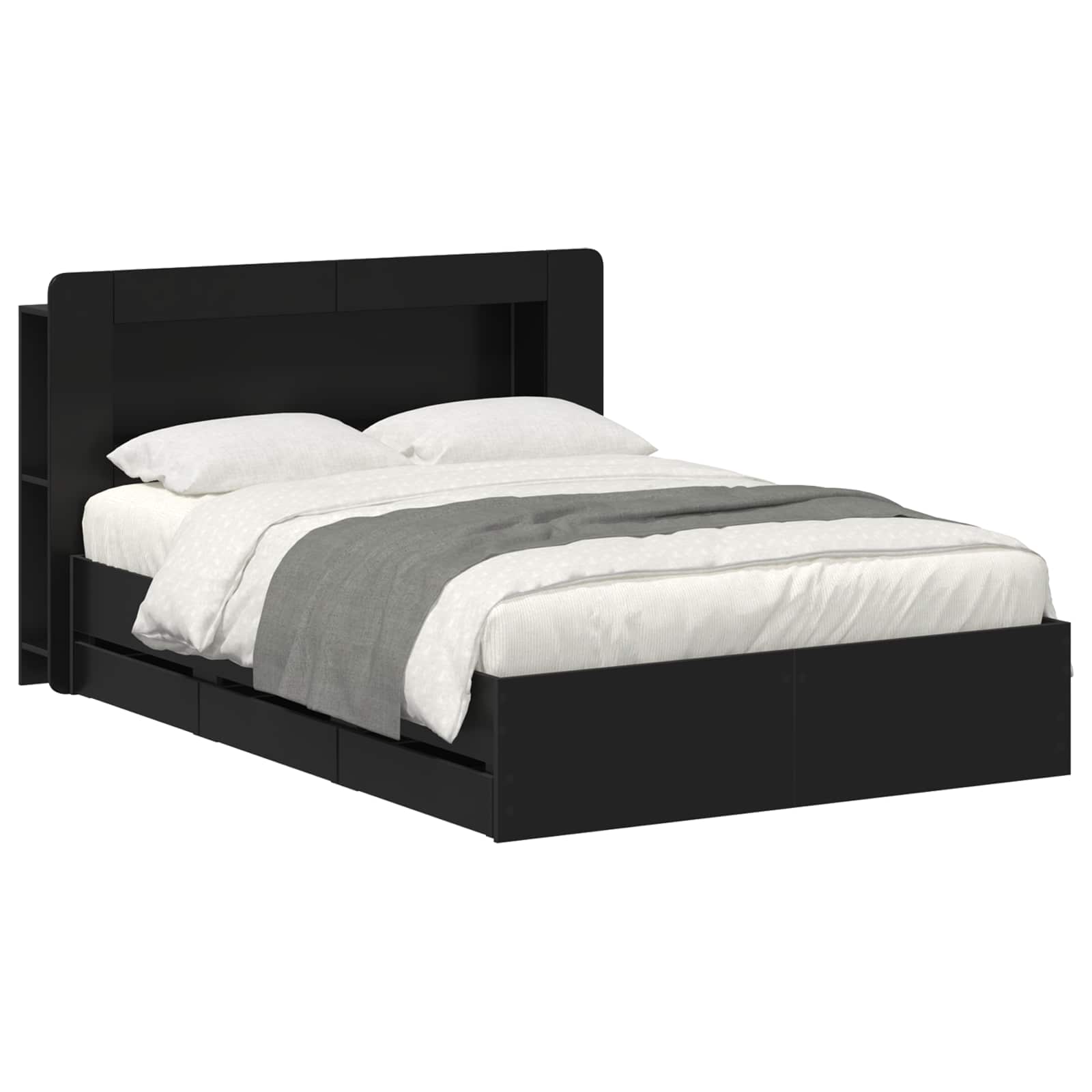 Telaio del letto con storage con testiera Nero 150 x 200 cm | homemem39