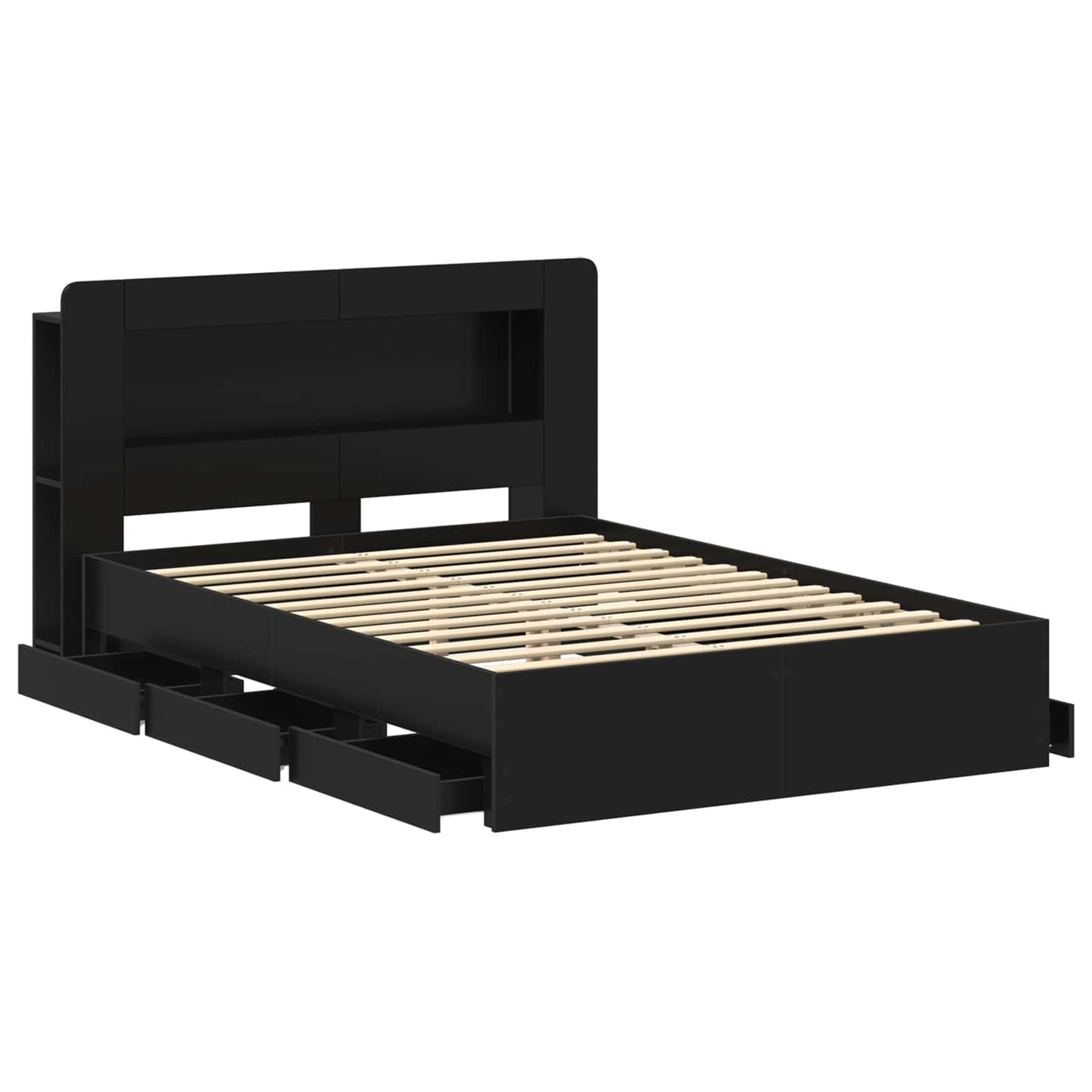 Telaio del letto con storage con testiera Nero 150 x 200 cm | homemem39