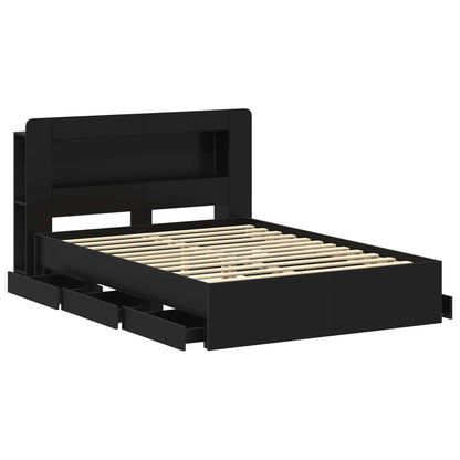 Telaio del letto con storage con testiera Nero 150 x 200 cm | homemem39