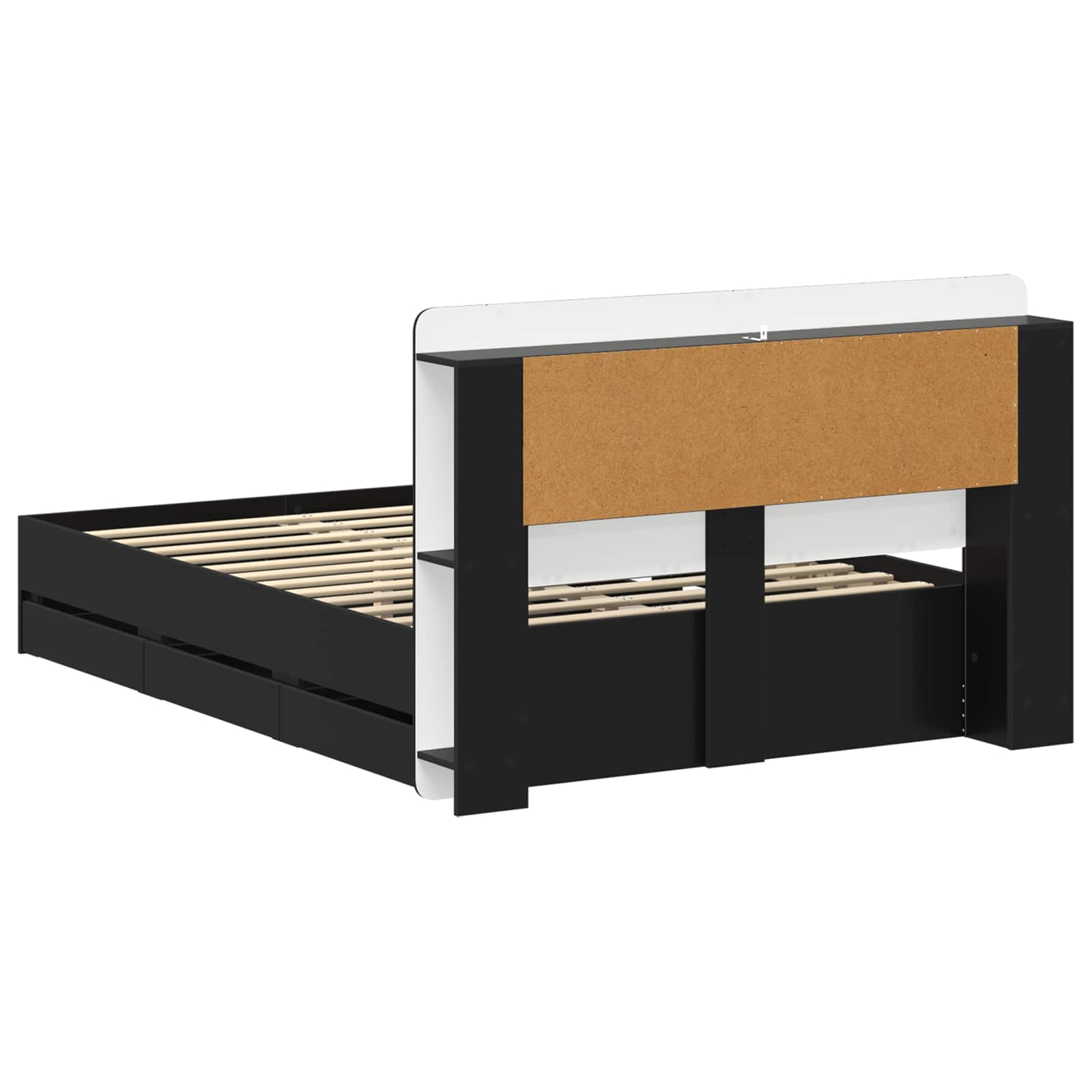 Telaio del letto con storage con testiera Nero 150 x 200 cm | homemem39