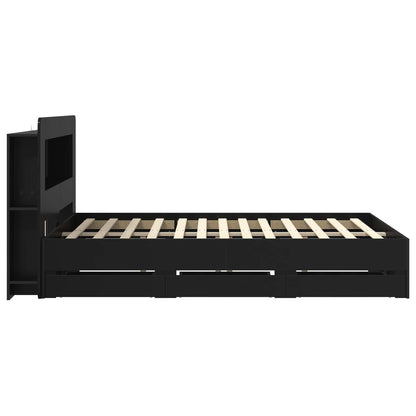 Telaio del letto con storage con testiera Nero 150 x 200 cm | homemem39
