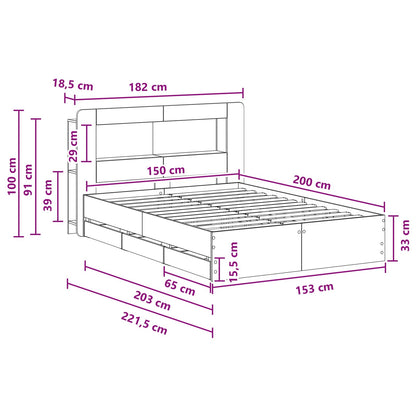 Telaio del letto con storage Sonoma grigio 150 x 200 cm | homemem39