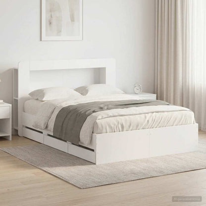 Telaio del letto con storage con testiera Bianco 150 x 200 cm | homemem39