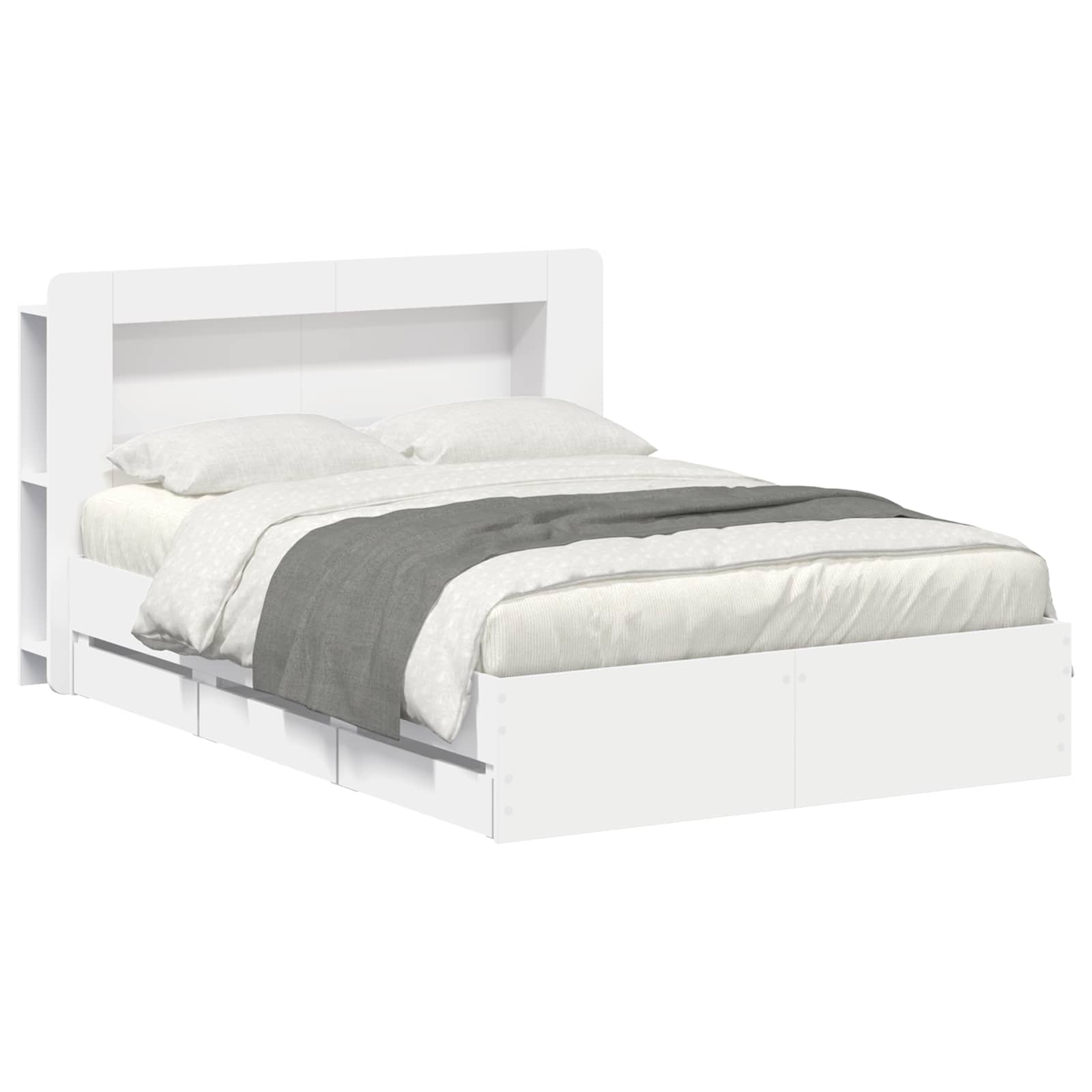 Telaio del letto con storage con testiera Bianco 150 x 200 cm | homemem39